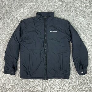 Columbia Jacket Mens Medium Black Fleece Lined Insulated Full Zip Puffer Outdoor